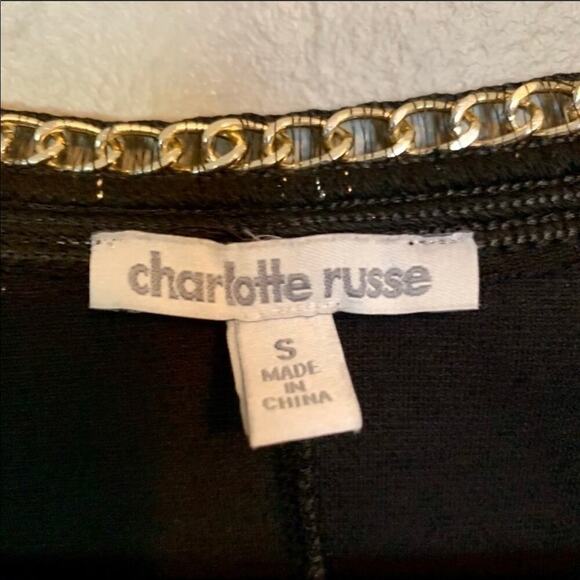 𝅺CHARLOTTE RUSSE Bodycon Black Gold Chain Side Cut Out Dress Size Small - Picture 7 of 8